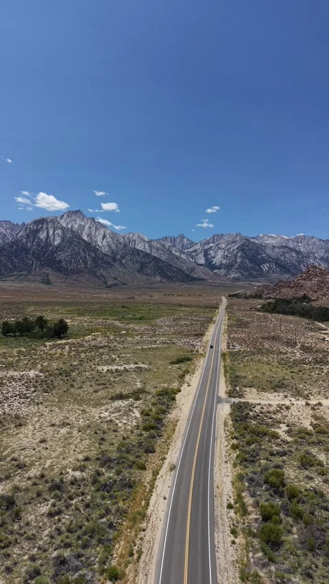 Vertical Aerial View of Sierra Mountains and Alabama Hills Stock Footage 338164441