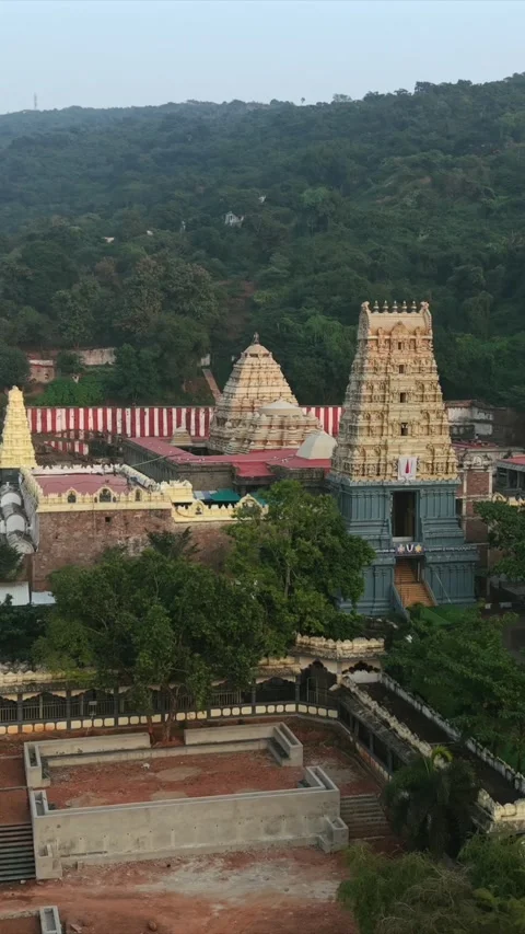 Vertical Aerial View of Simhachalam Temple Visakhapatnam Video stock 342892470