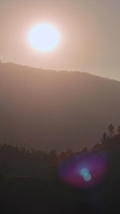 Vertical Aerial View of Sunset Over Almora Hills Uttarakhand Stock-Footage 347650050