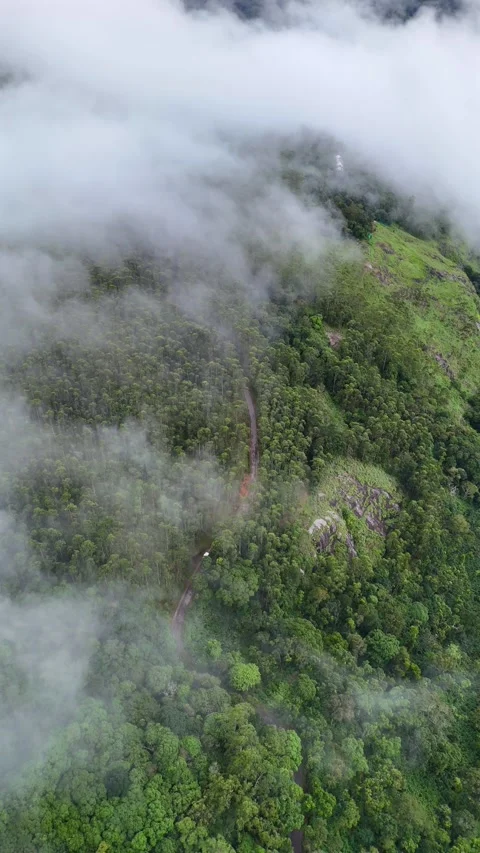 Vertical Aerial View of Top Station Mountain Peak in Munnar Kerala 库存影片 344095592