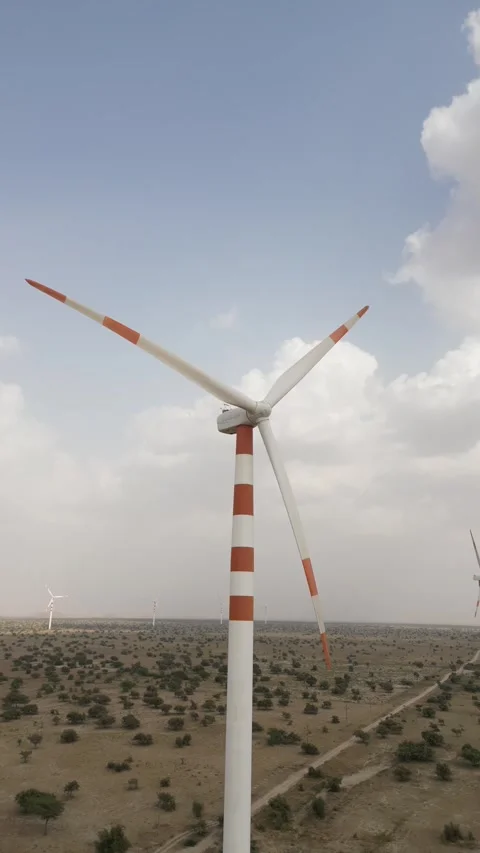 Vertical Aerial View of Wind Turbines at Ramgarh Rajasthan Stock Footage 341664287