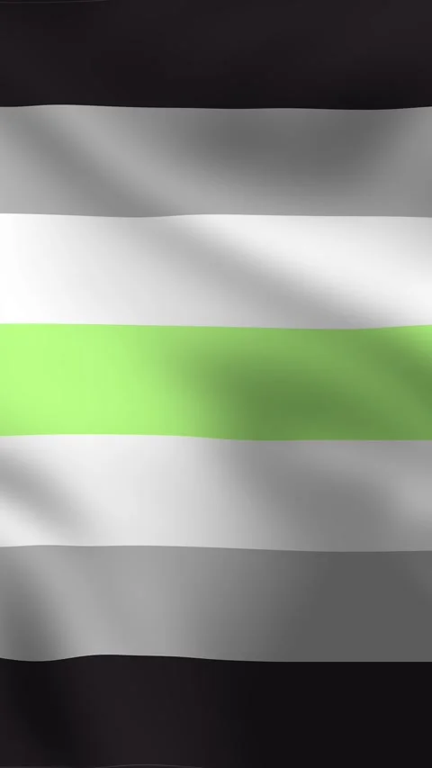 A vertical agender flag featuring black, gray, white, and green stripes Stock Footage 308665358