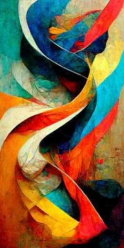 Vertical AI-generated digital art of colorful patterns in an abstract style 스톡 일러스트