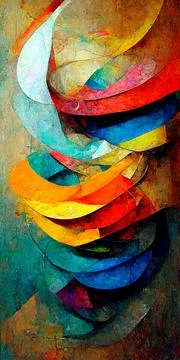 Vertical AI-generated digital art of bright and colorful patterns in an abstract 스톡 일러스트