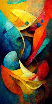 Vertical AI-generated digital art of bright patterns in an abstract style Illustrazione stock