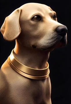 Vertical of an AI generated illustration of a Labrador dog with silky hair,golde Stock Illustration