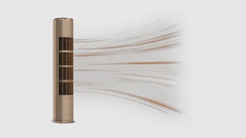 Vertical air conditioner output warm air animation, alpha channel Stock Footage 259061987