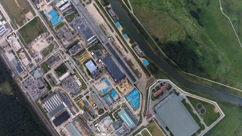 Vertical Airplane View of LNG terminal and industry in Lubmin Stock Footage 248963465
