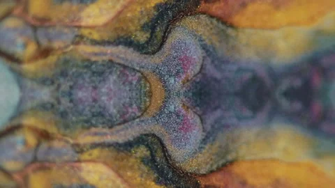 Vertical alcohol ink drip glitter fractal golden Stock Footage 285338060