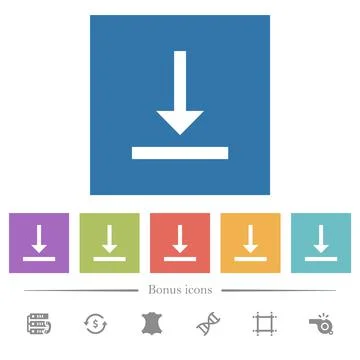 Vertical align bottom flat white icons in square backgrounds Stock Illustration