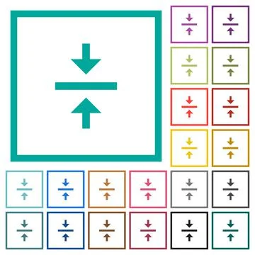 Vertical align center flat color icons with quadrant frames イラスト素材