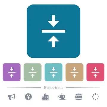 Vertical align center flat icons on color rounded square backgrounds Stock Illustration