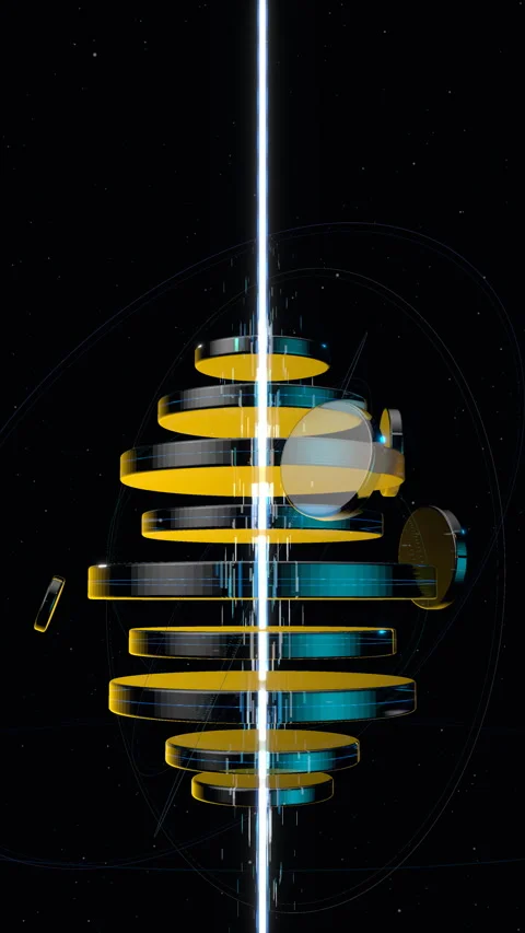 Vertical alignment of glowing energy nodes within a, Vertical 9:16 422 HQ 스톡 동영상 336655694
