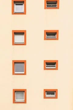 Vertical alignment of windows in an old building Stock Photos