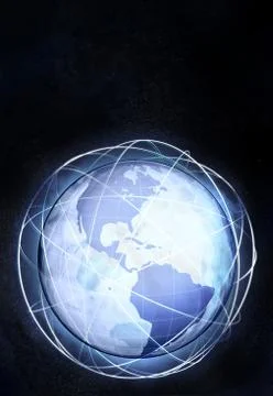 Vertical america earth globe view from cosmic space illustration 스톡 일러스트