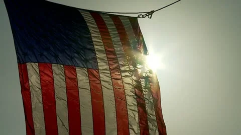 Vertical American Flag w:Sunburst Stock Footage 12020886