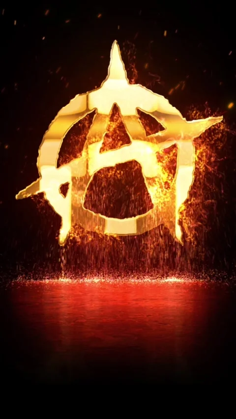 Vertical Anarchy Symbol Burning and Sparks 4K Loop Stock Footage 273954882