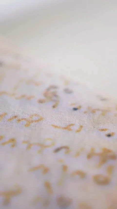Vertical. Ancient parchment, bound by time. Aged scrolls and candles. Stock Footage 305160569