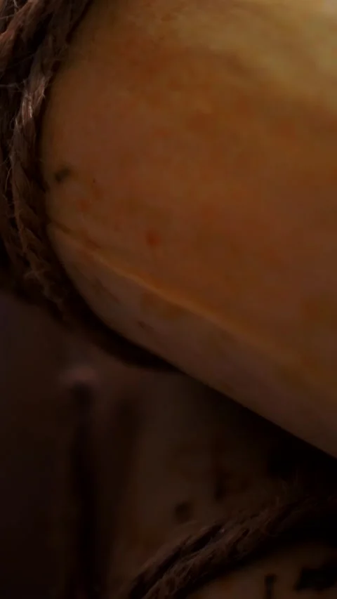 Vertical. Ancient parchment, bound by time. Aged scrolls and candles. Stock Footage 305160592