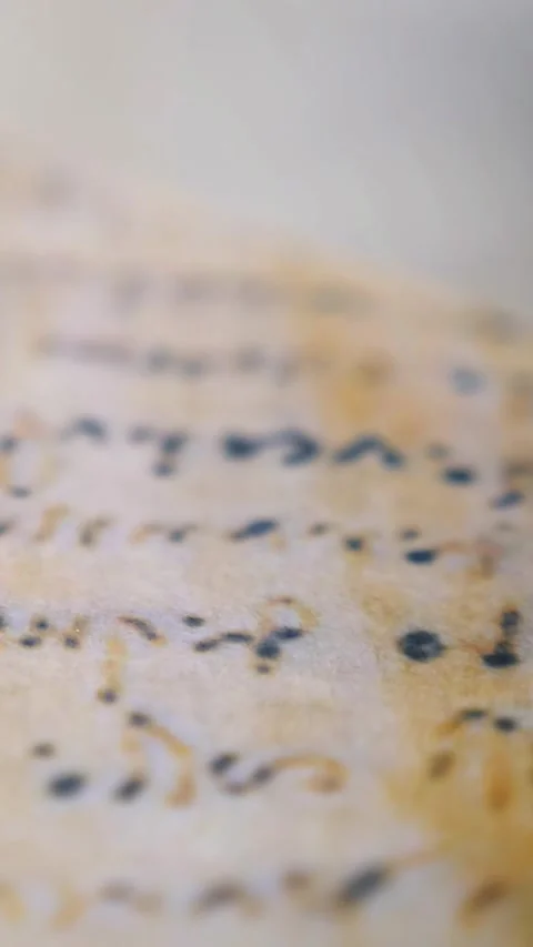 Vertical. Ancient parchment, bound by time. Aged scrolls and candles. Stock Footage 305160660