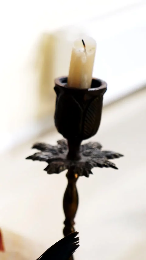 Vertical. Ancient parchment, bound by time. Aged scrolls and candles. Stock Footage 305160868