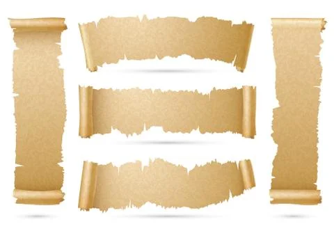 Vertical and horizontal old paper scroll ribbon banners vector set Illustrazione stock