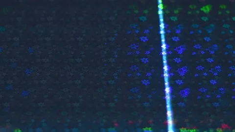 A vertical and horizontal scanning beam moves across a holographic surface Stock Footage 313228175
