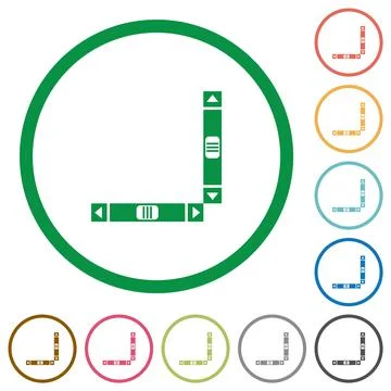 Vertical and horizontal scroll bars flat icons with outlines Stock Illustration