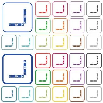 Vertical and horizontal scroll bars outlined flat color icons Stock Illustration