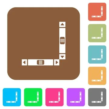 Vertical and horizontal scroll bars rounded square flat icons Stock Illustration