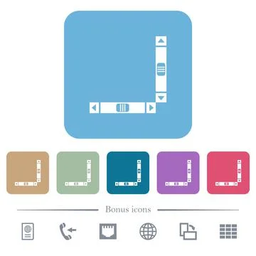 Vertical and horizontal scroll bars flat icons on color rounded square backgr Stock Illustration