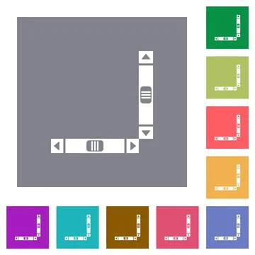 Vertical and horizontal scroll bars square flat icons Stock Illustration