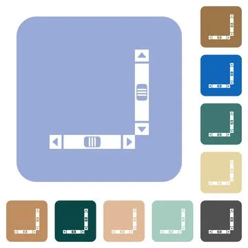 Vertical and horizontal scroll bars rounded square flat icons Stock Illustration