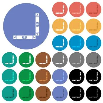 Vertical and horizontal scroll bars round flat multi colored icons Stock Illustration