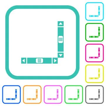 Vertical and horizontal scroll bars vivid colored flat icons Stock Illustration