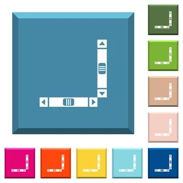 Vertical and horizontal scroll bars white icons on edged square buttons Stock Illustration