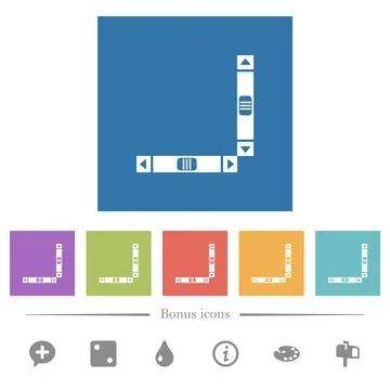 Vertical and horizontal scroll bars flat white icons in square backgrounds Stockillustratie