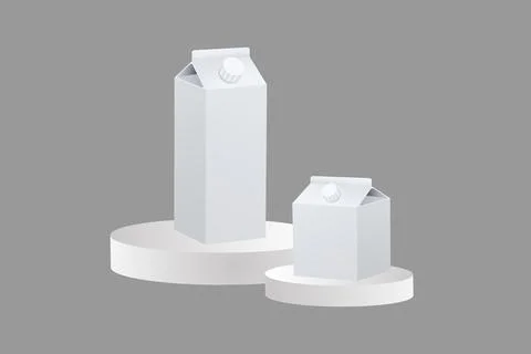 Vertical and square milk box with podiums illustration on isolated background Stock Illustration