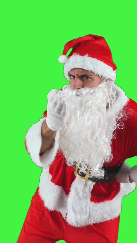 Vertical Angry Santa Claus refusing and threatening to punish on camera chr.. Stock Footage 285348276