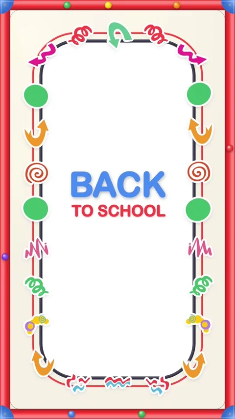 Vertical Animated Back to School Whiteboard Border Frame Loop Stock Footage 345800545