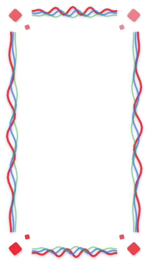 Vertical Animated Border with Colorful Wavy Ribbons and Geometric Shapes Stock Footage 345206801