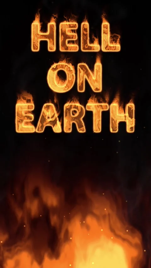 Vertical Animated Burning Text with Ground Fire and Smoke Stock Footage 339753921