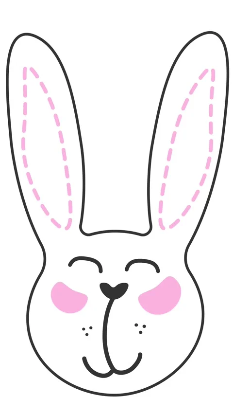 Vertical Animated Easter Bunny Smiling Face with Wiggling Nose, Seamless Loop Vídeo Stock 330470640