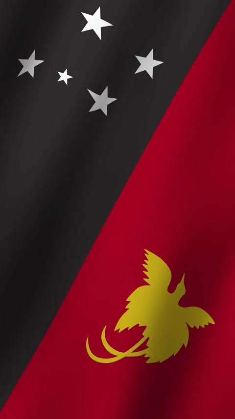 Vertical Animated Flag of Papua New Guinea 4k video Stock Footage 296177117