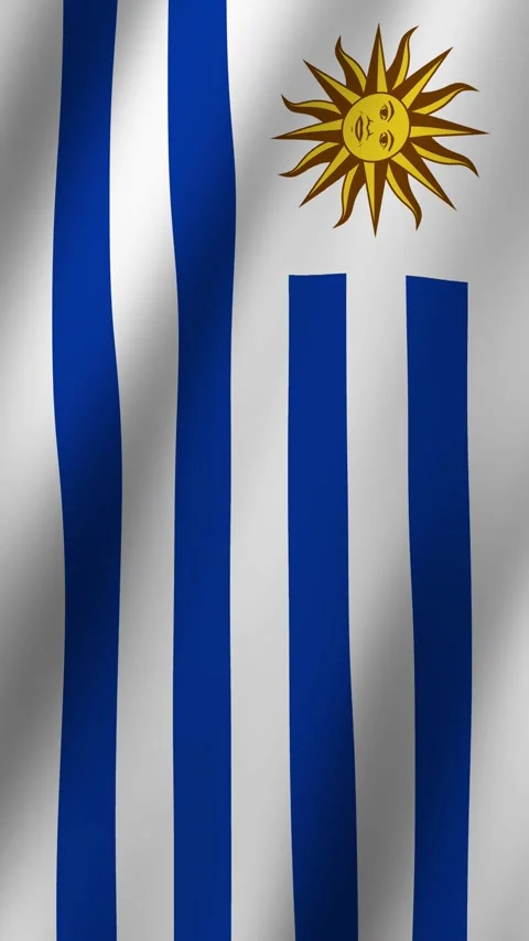 Vertical Animated Flag of Uruguay 4k video Stock Footage 296337610
