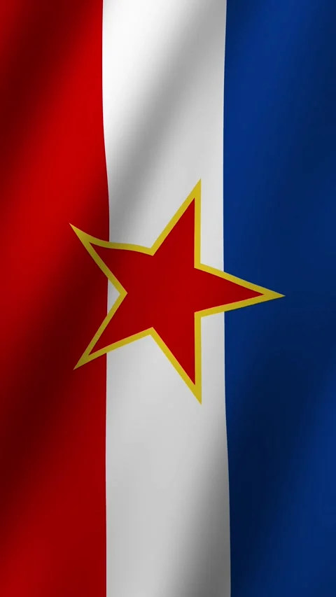 Vertical Animated Flag of Yugoslavia 4k video Stock Footage 296435047