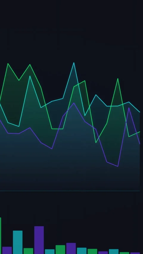 Vertical Animated Line and Bar Graph Data Visualization for Social Media and Stock Footage 334941068