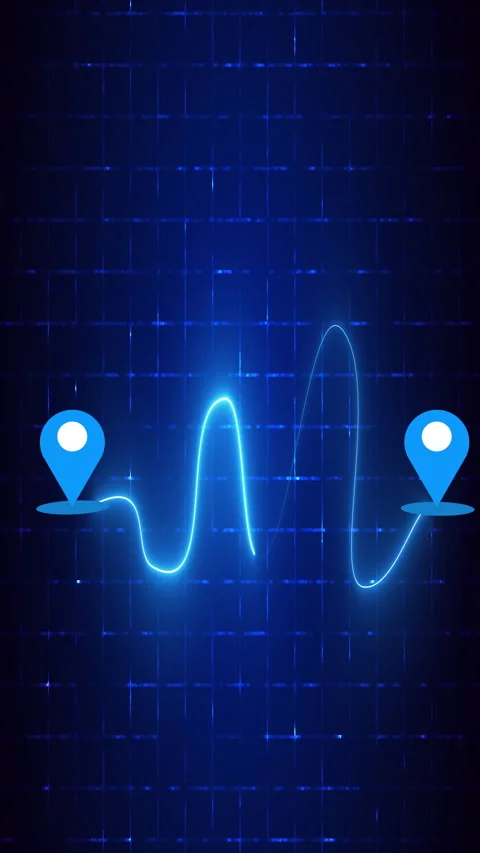 Vertical Animated Neon Journey Roadmap with Location Pins and Dotted Route Stock Footage 341381815