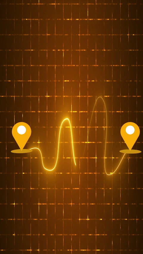 Vertical Animated Neon Journey Roadmap with Location Pins and Dotted Route Stock Footage 341382055