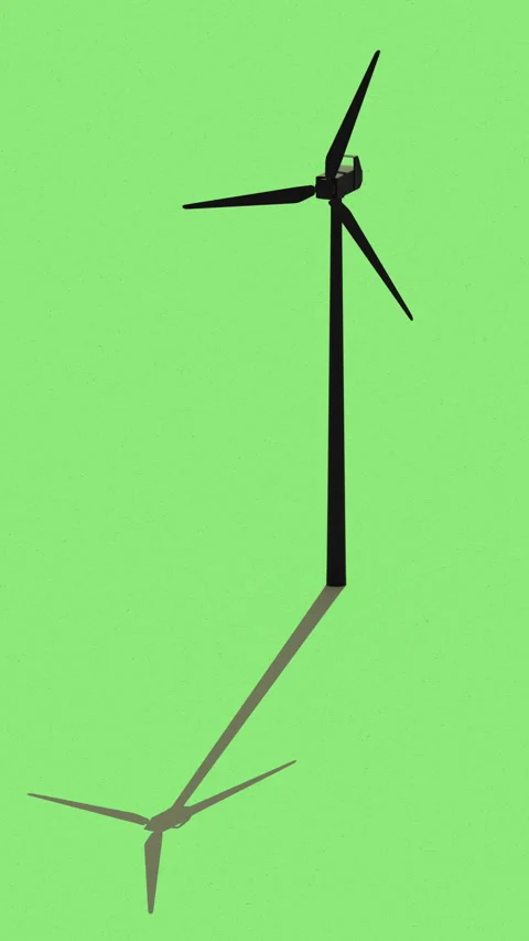 Vertical animated website seamless background with wind generator on green bg Stock Footage 252929568